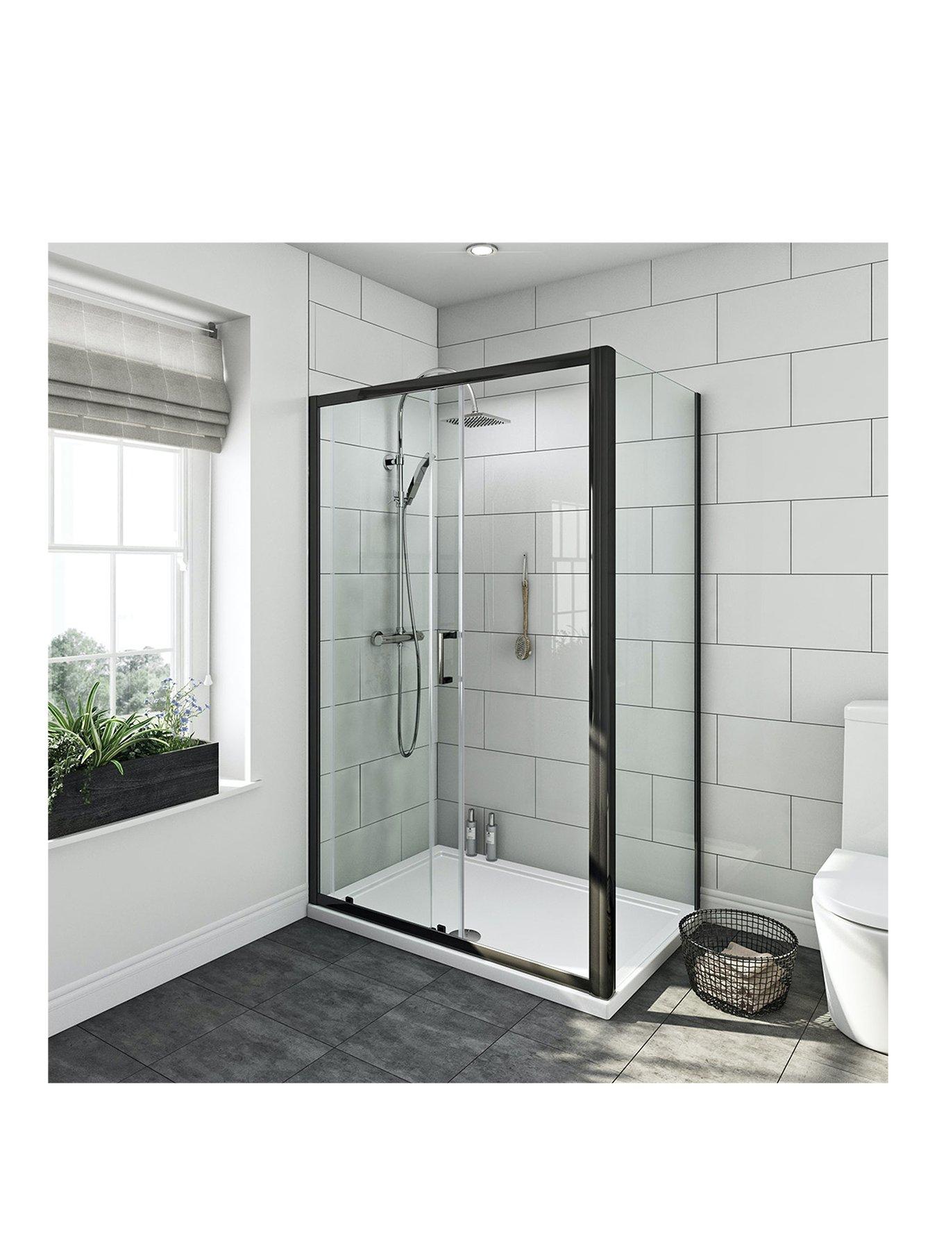 Product photograph of Orchard Bathrooms By Victoria Plum Cooper 6mm Black Framed Shower Enclosure And Tray 1200 X 800 from very.co.uk