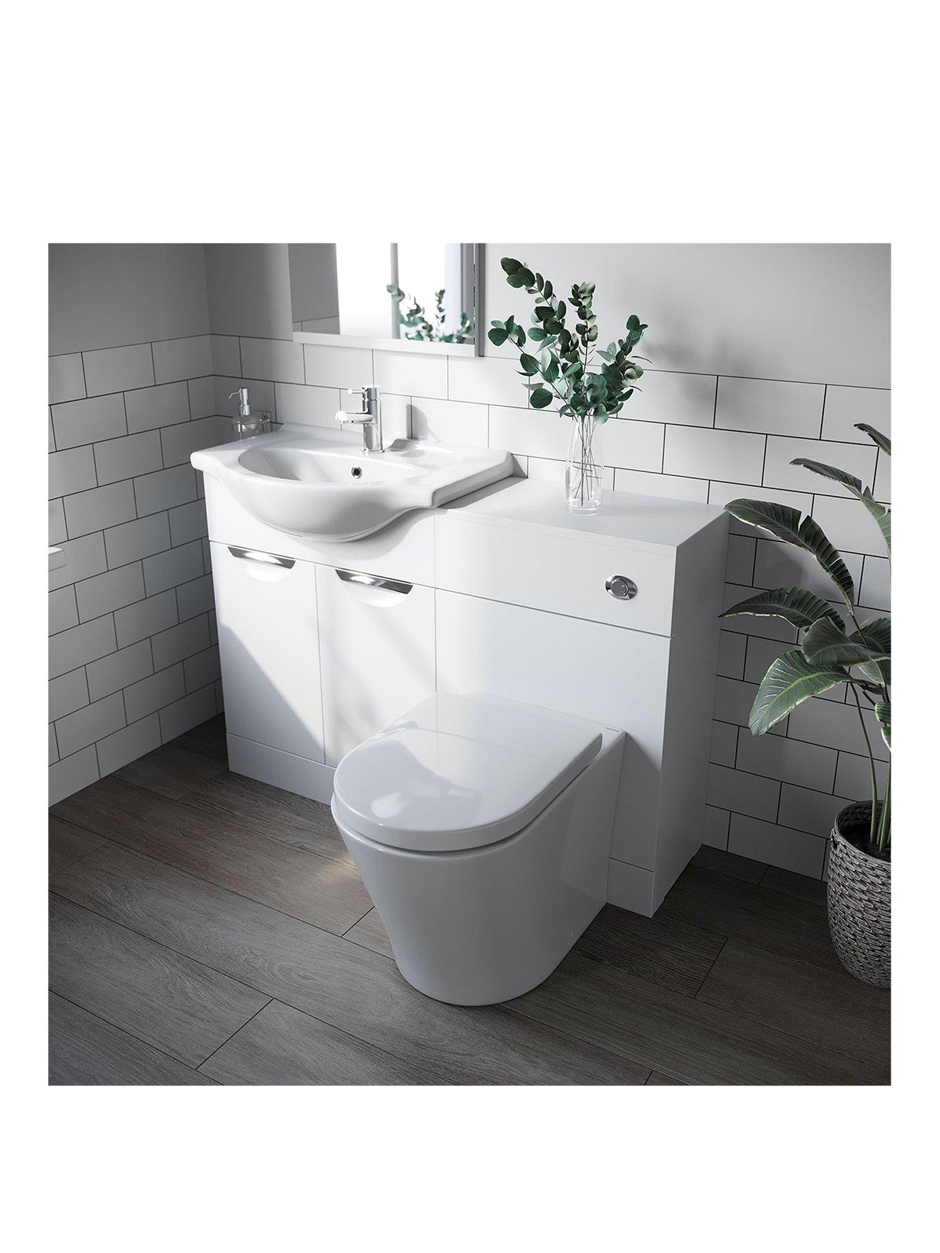 Product photograph of Orchard Bathrooms By Victoria Plum Elsdon White Vanity Combination Unit With Back To Wall Toilet 1060mm from very.co.uk