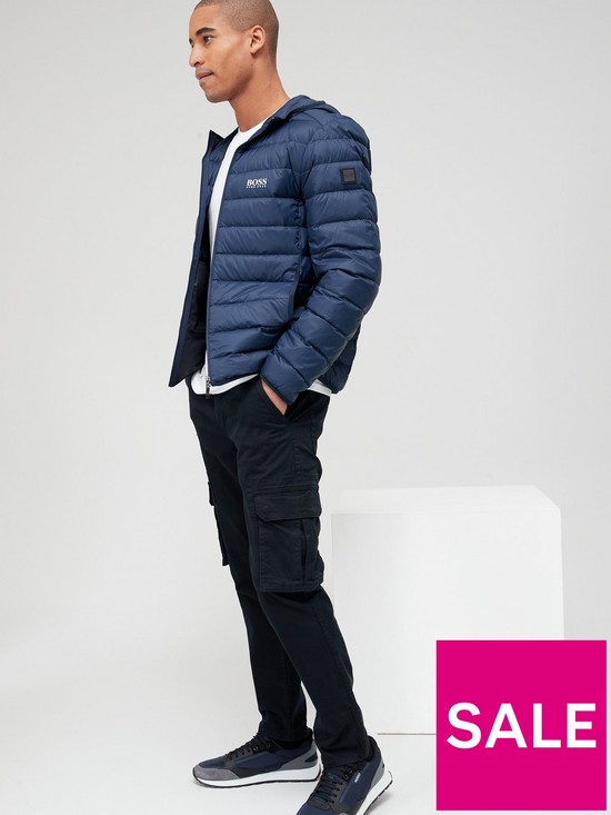 front image of boss-eugen-hooded-padded-jacket-navy