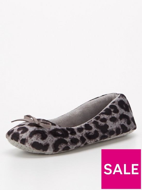 stillFront image of v-by-very-leopard-ballerina-slippers-grey