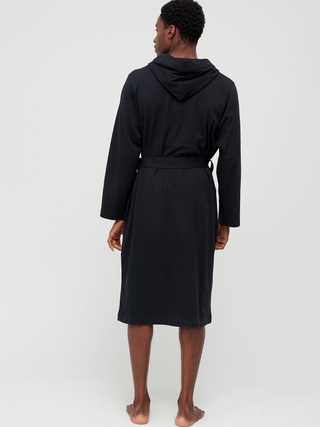 BOSS Identity Hooded Dressing Gown Black very.co.uk