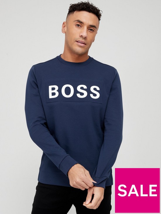 front image of boss-salbo-1-logo-sweatshirt-navynbsp