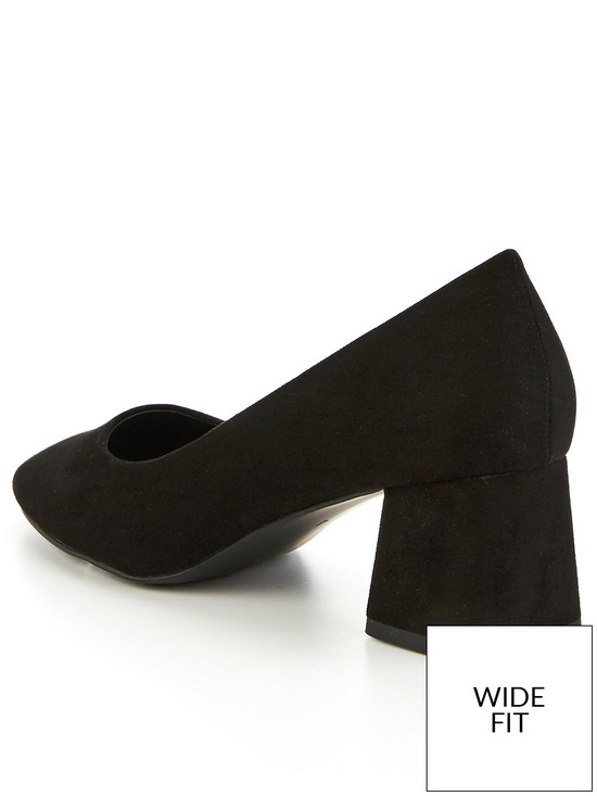 stillFront image of v-by-very-wide-fit-square-toe-low-block-court-shoe-black