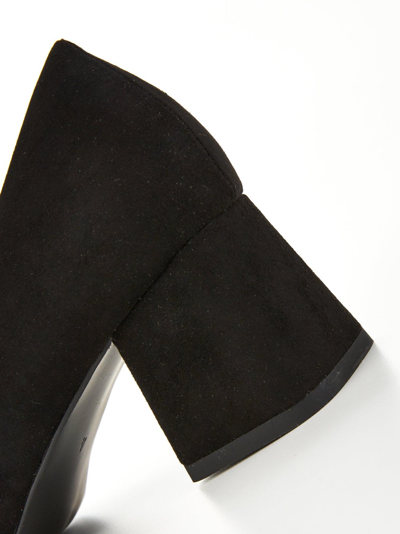 Image 5 of 5 of Everyday Wide Fit Square Toe Low Block Court Shoe - Black