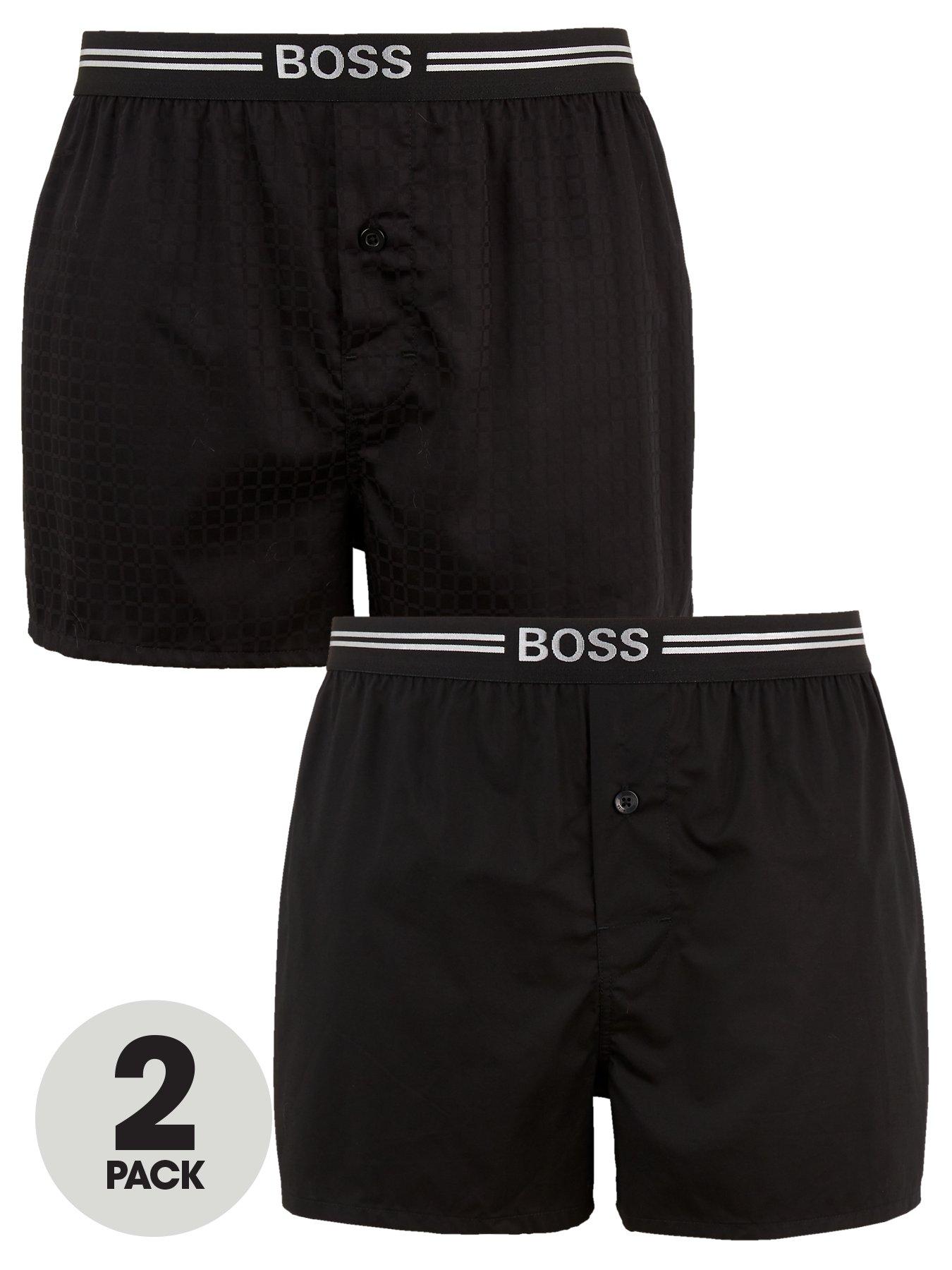 Men 2 Pack Woven Boxer Shorts - Black