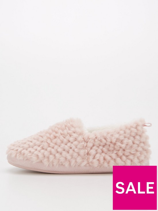 front image of v-by-very-closed-faux-fur-slippers-pink
