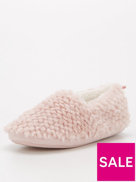 stillFront image of v-by-very-closed-faux-fur-slippers-pink