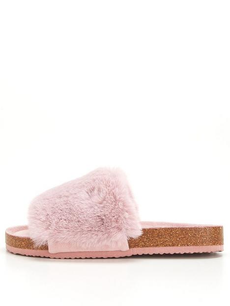 v-by-very-faux-fur-footbed-slippers-pink