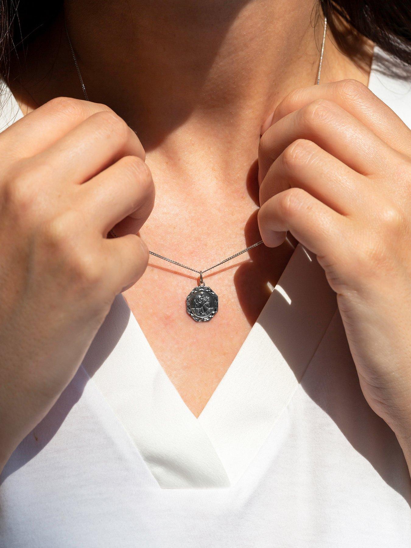 The Love Silver Collection Sterling Silver Octagon St. Christopher