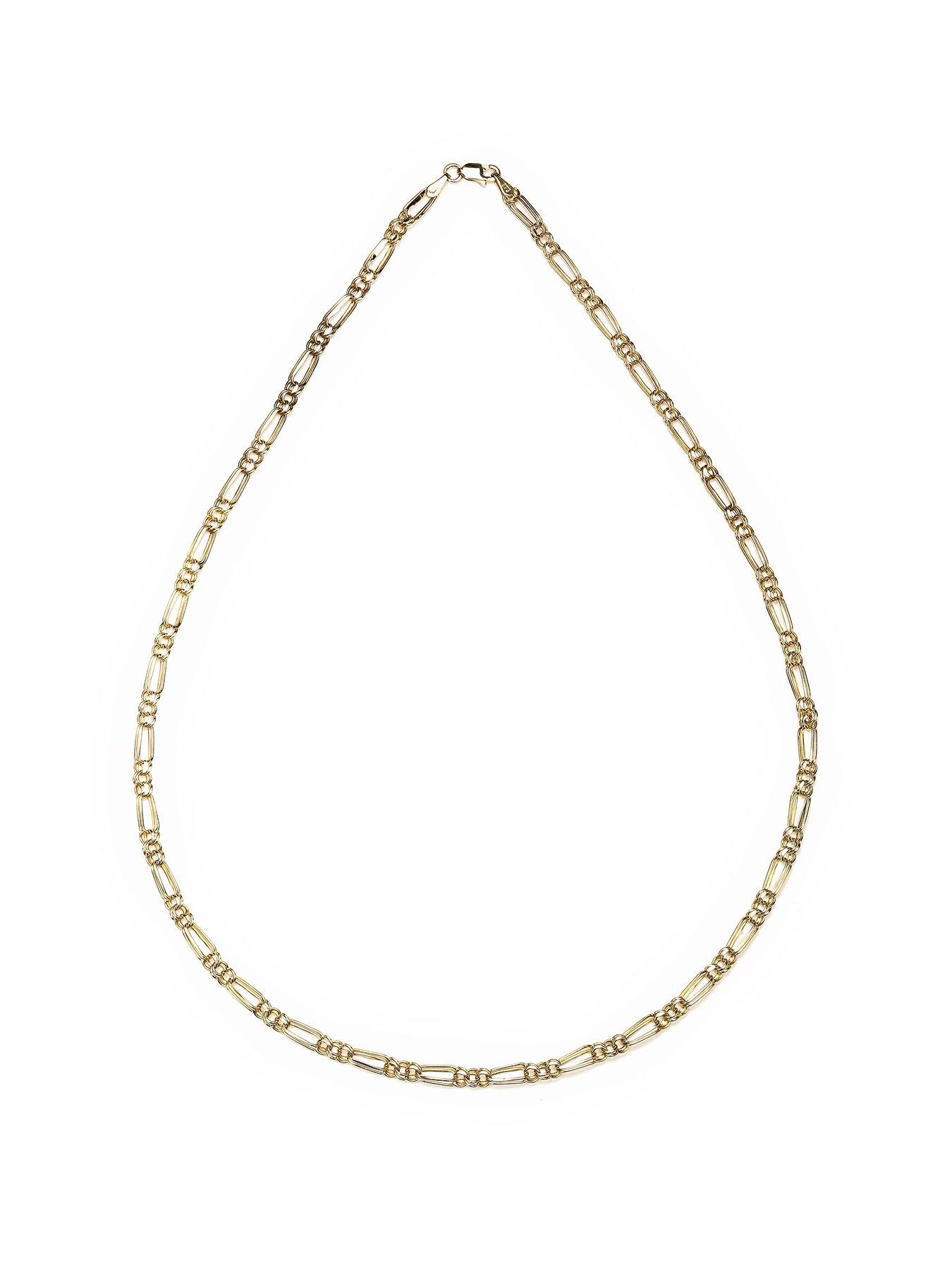 Product photograph of Love Gold 9ct Yellow Gold Double Link Chain Necklace 18 Inches from very.co.uk