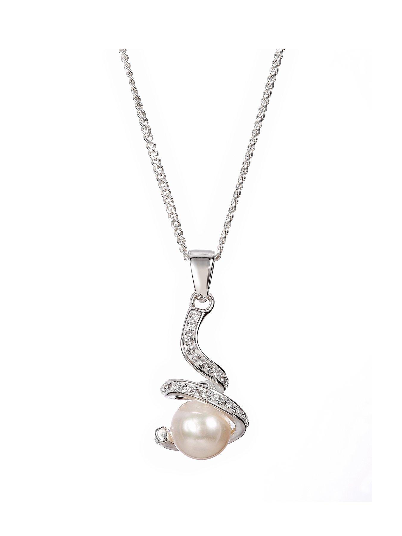 Jewellery & watches Sterling Silver Freshwater Pearl Crystal Pendant Necklace 18 Inches