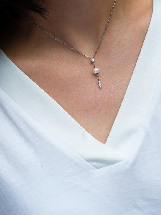 stillFront image of love-pearl-sterling-silver-freshwater-pearl-cubic-zirconia-lariat-drop-necklace-162-inches