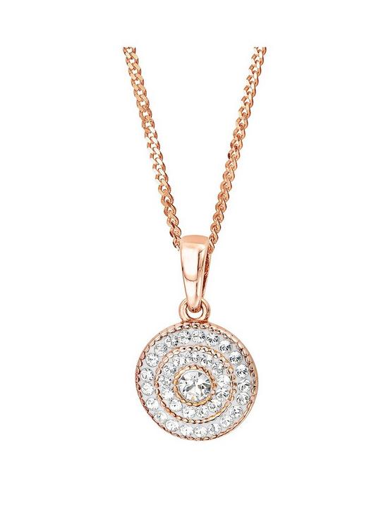 front image of evoke-sterling-silver-rose-gold-plated-crystal-cluster-pendant-necklace-162-inches