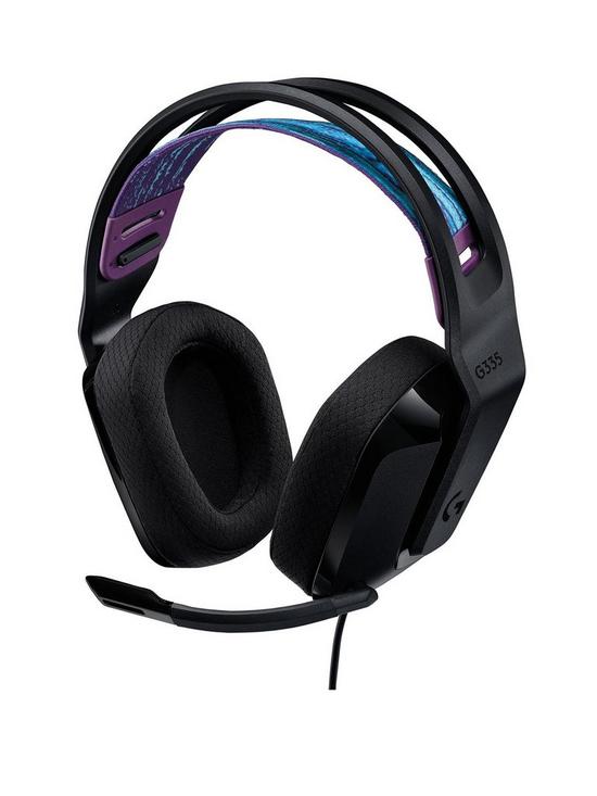 front image of logitech-g335-wired-gaming-headset-black