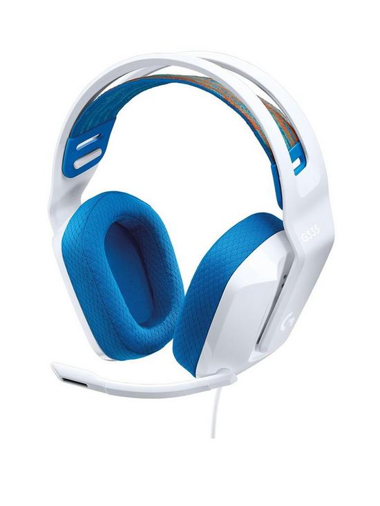 front image of logitech-g335-wired-gaming-headset-white