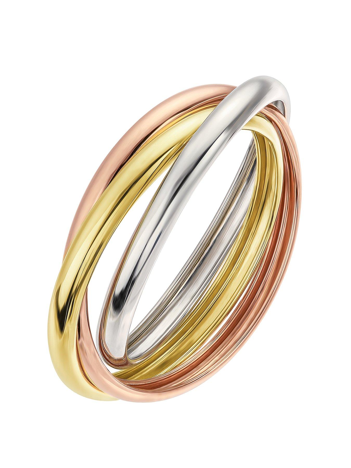 Product photograph of Love Gold 9-carat Gold Russian 3-colour Wedding Ring - 2mm Each Band from very.co.uk