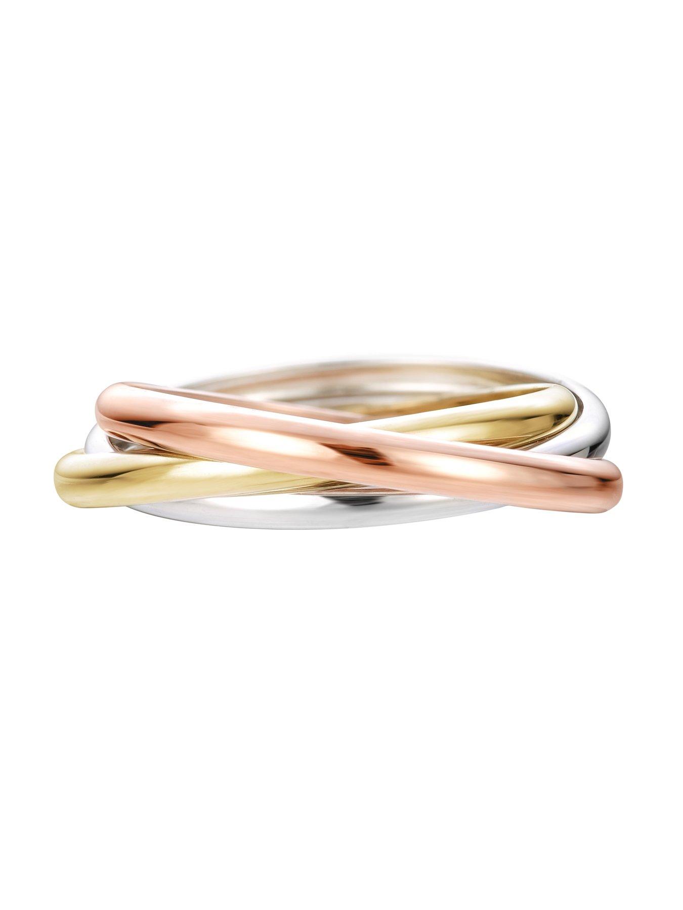 Image 2 of 5 of The Love Collection 9-Carat&nbsp;Gold Russian 3-Colour&nbsp;Wedding Ring - 2mm Each band
