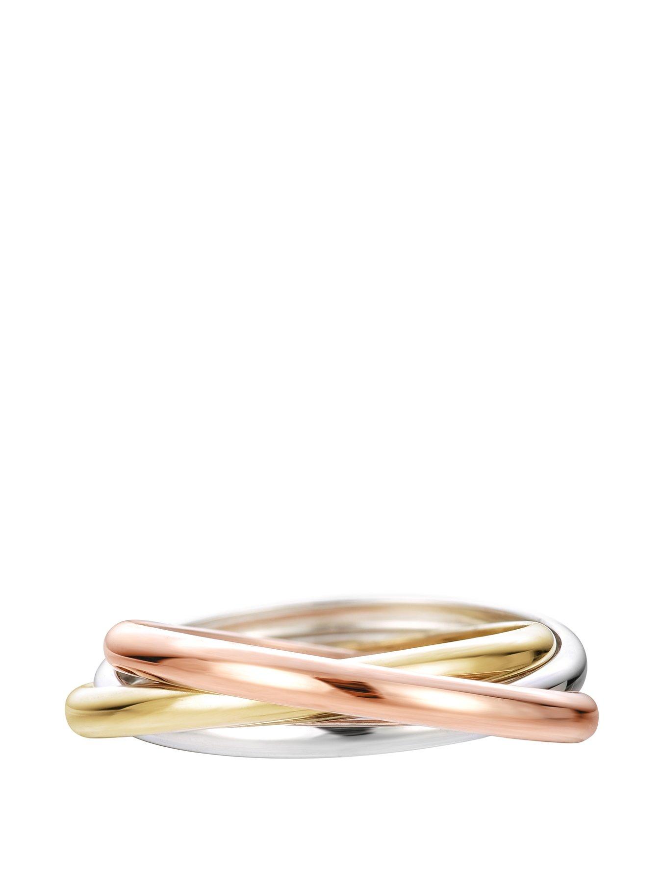 Image 2 of 4 of The Love Collection 9-Carat&nbsp;Gold Russian 3-Colour&nbsp;Wedding Ring - 2mm Each band