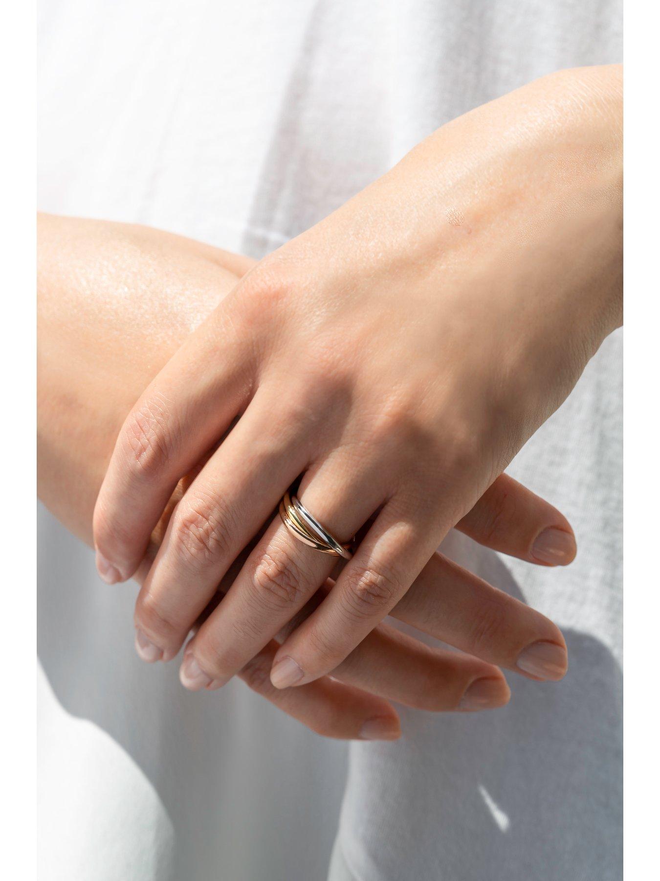 Image 3 of 5 of The Love Collection 9-Carat&nbsp;Gold Russian 3-Colour&nbsp;Wedding Ring - 2mm Each band