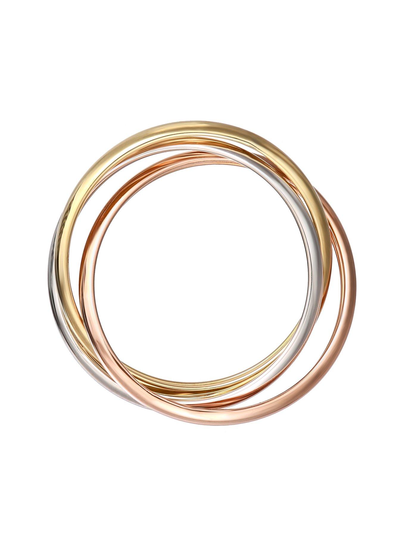 Image 4 of 5 of The Love Collection 9-Carat&nbsp;Gold Russian 3-Colour&nbsp;Wedding Ring - 2mm Each band