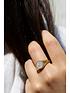  image of evoke-sterling-silver-gold-plated-crystal-round-signet-ring