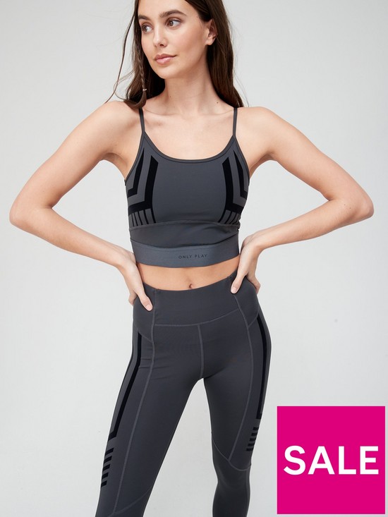 front image of only-play-flock-sports-bra-black