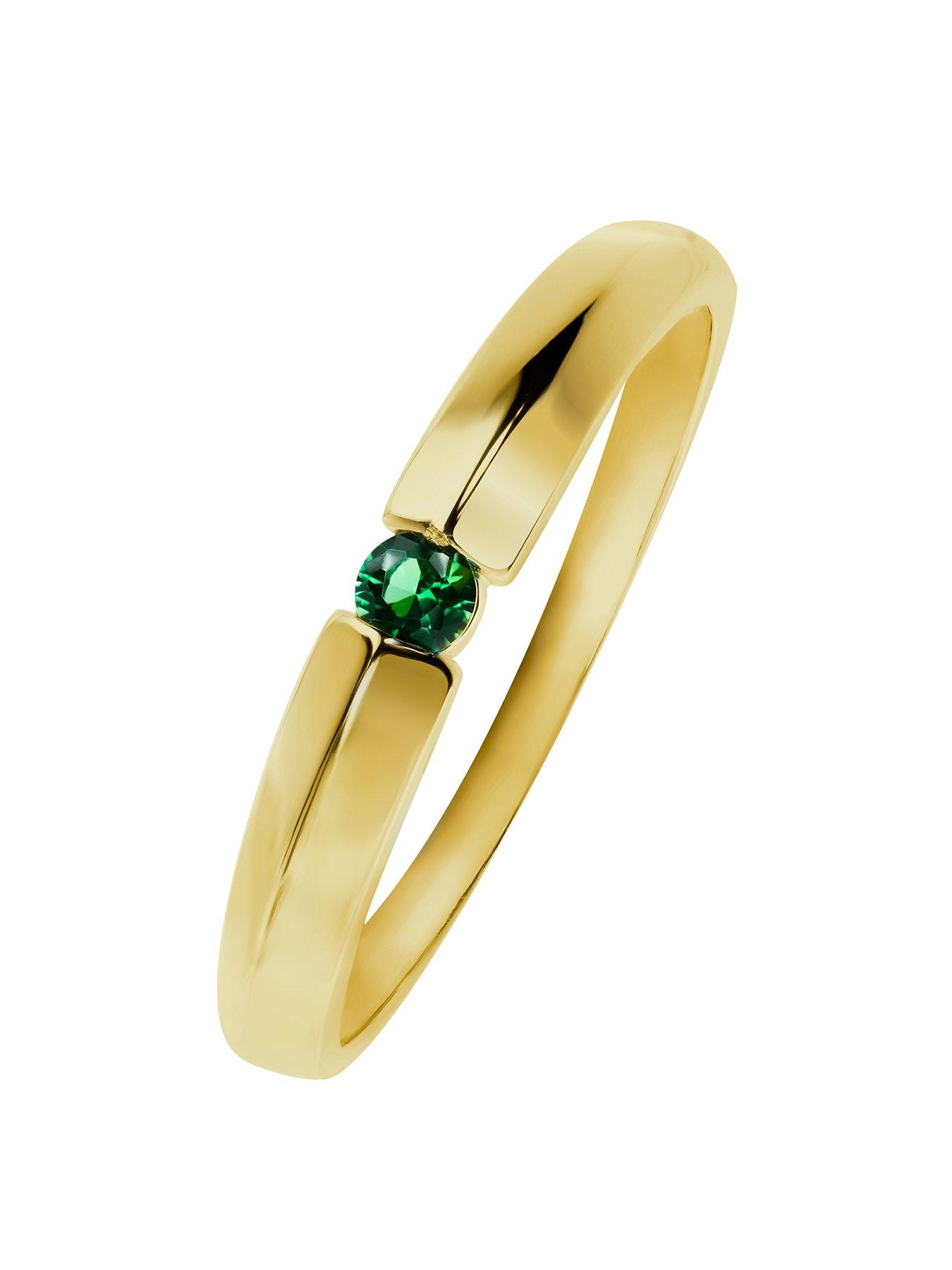  9ct Yelow Gold Green Cubic Zirconia Band Ring