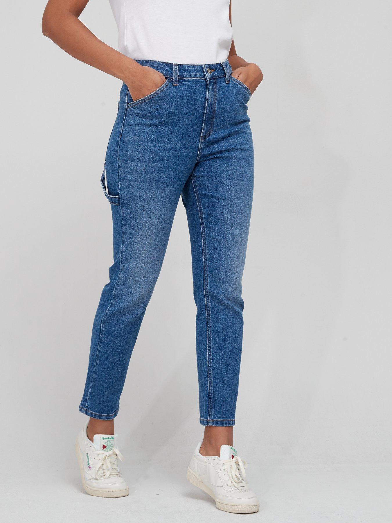 Jeans High Waist Comfort Stretch Straight Jean - Mid Wash