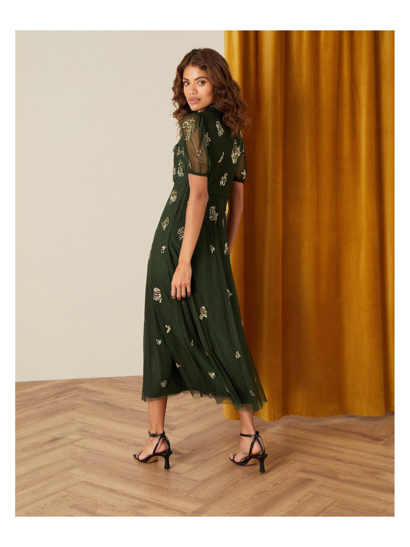  Lauren Sustainable Embellished Midi Dress - Olive