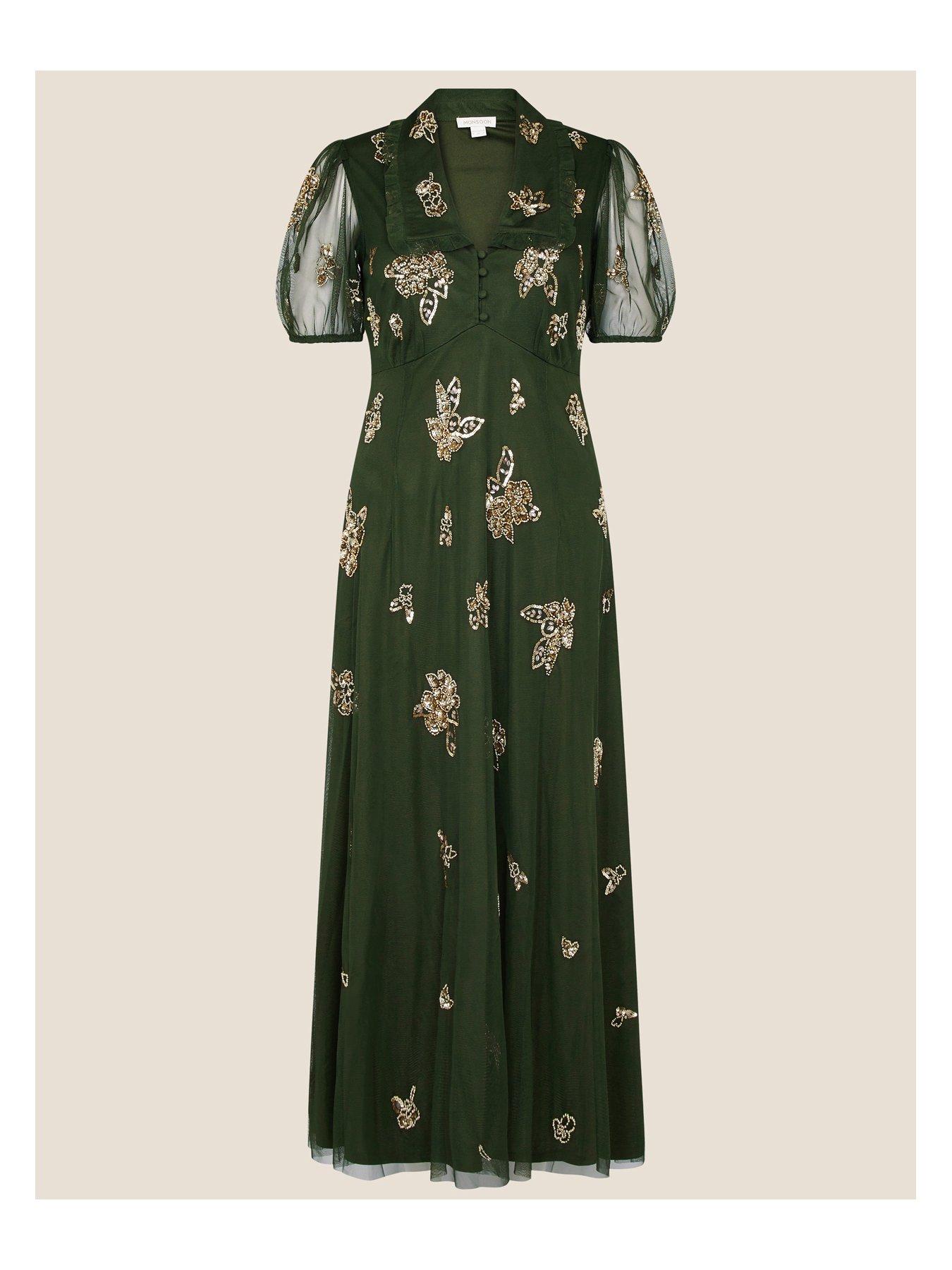  Lauren Sustainable Embellished Midi Dress - Olive