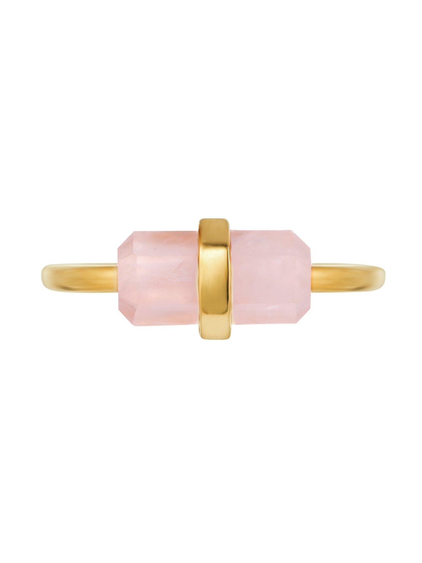 Image 2 of 4 of The Love Collection Gold Plated Silver Rose Quartz Crystal Ring
