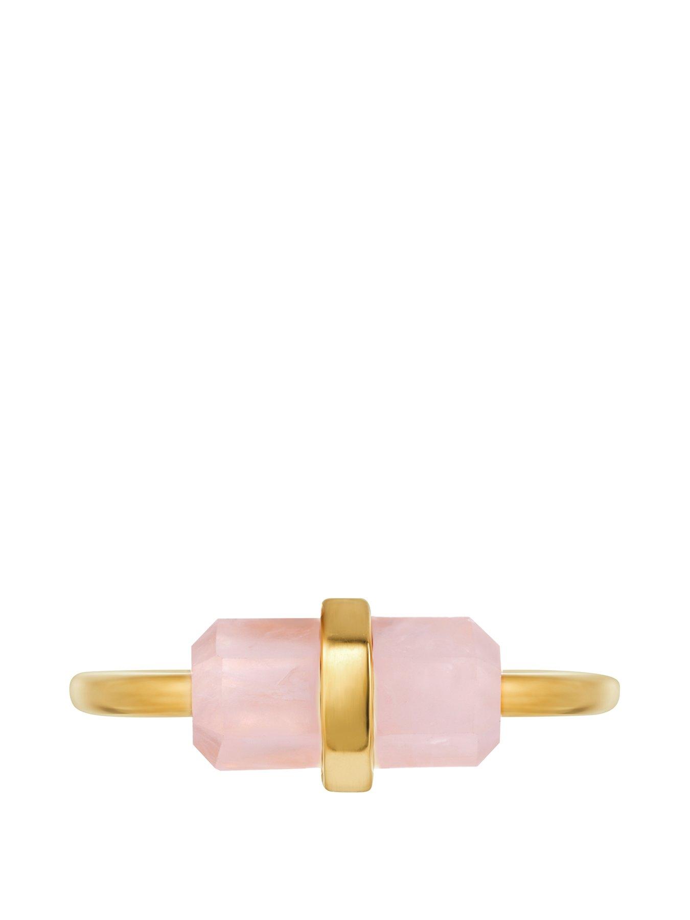 Image 2 of 5 of The Love Collection Gold Plated Silver Rose Quartz Crystal Ring