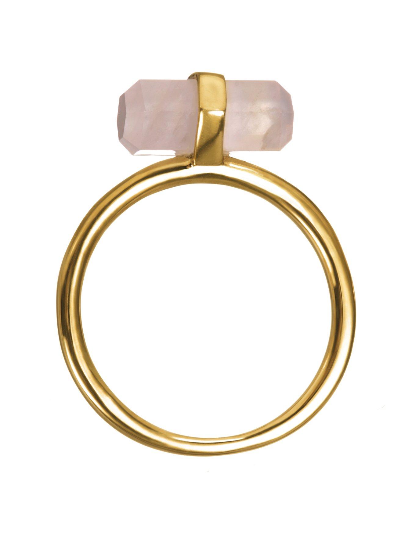 Image 3 of 4 of The Love Collection Gold Plated Silver Rose Quartz Crystal Ring