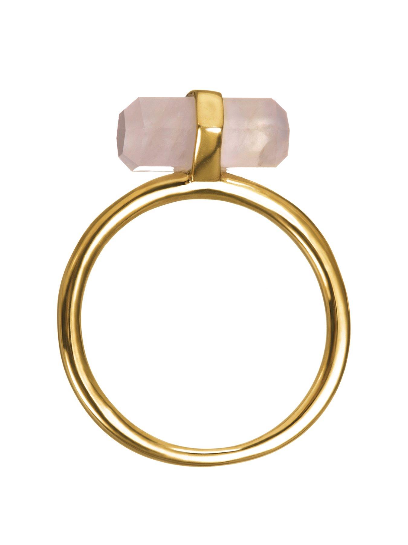 Image 3 of 5 of The Love Collection Gold Plated Silver Rose Quartz Crystal Ring