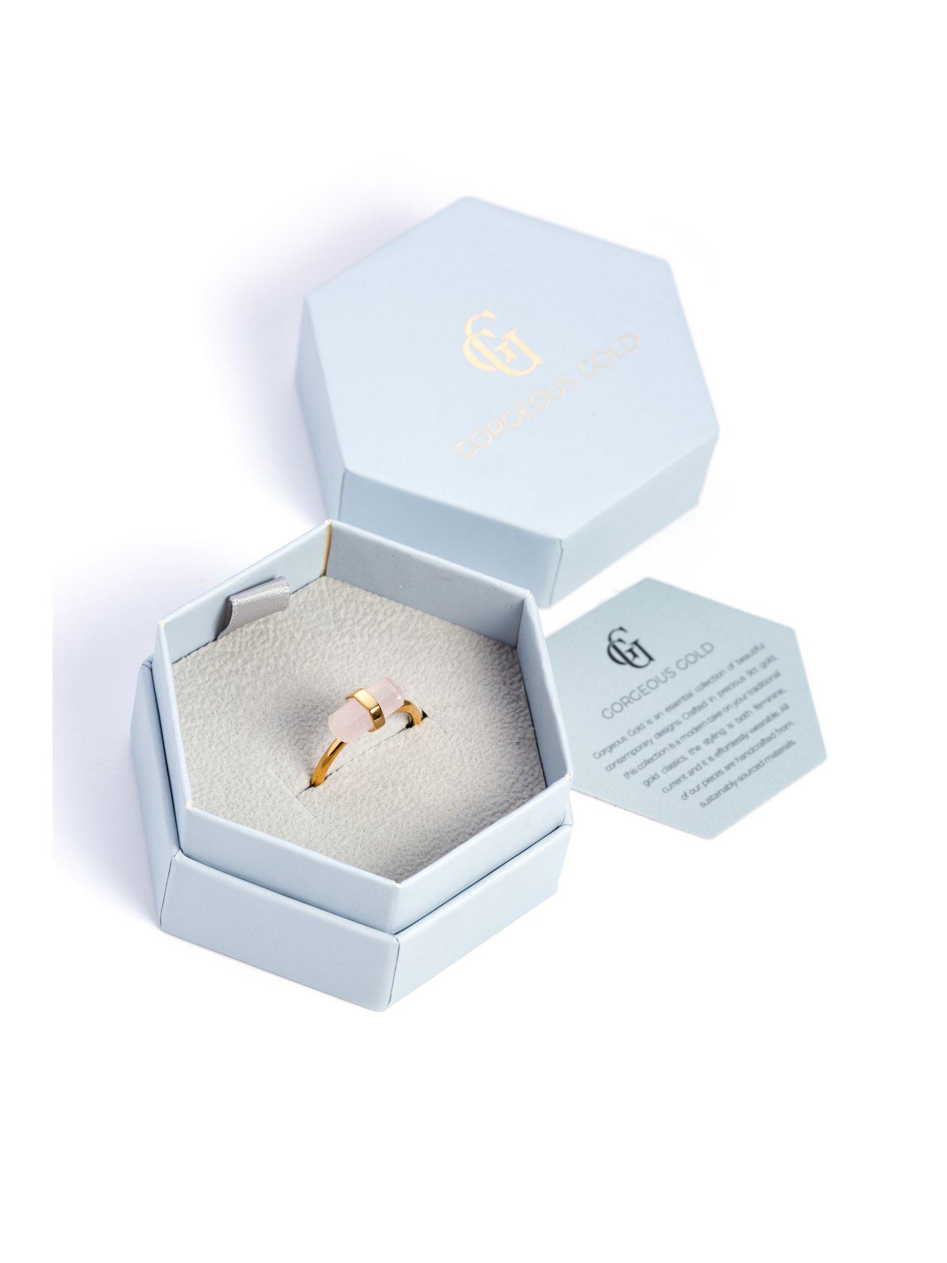 Image 4 of 4 of The Love Collection Gold Plated Silver Rose Quartz Crystal Ring