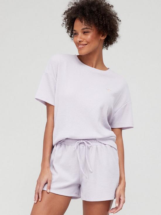 front image of v-by-very-waffle-t-shirt-and-short-pyjamas-lilac