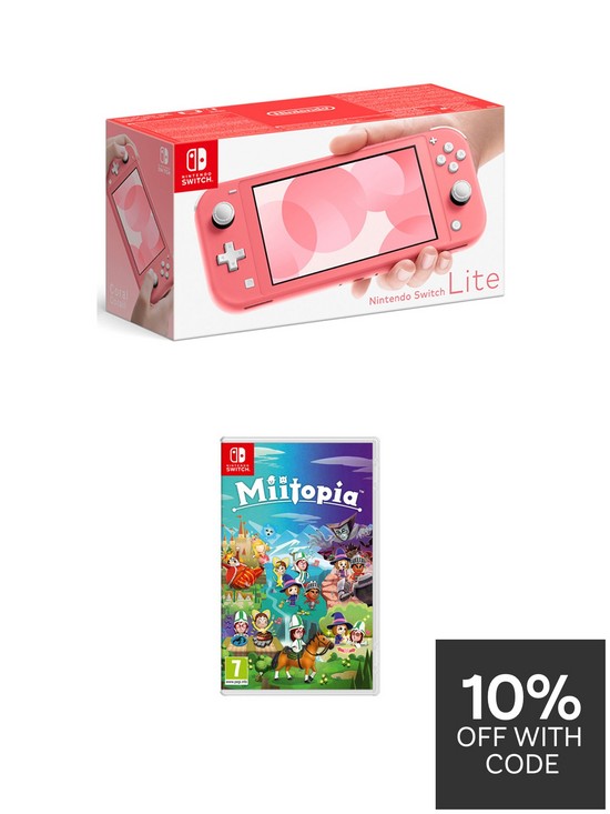 front image of nintendo-switch-lite-console-with-miitopia