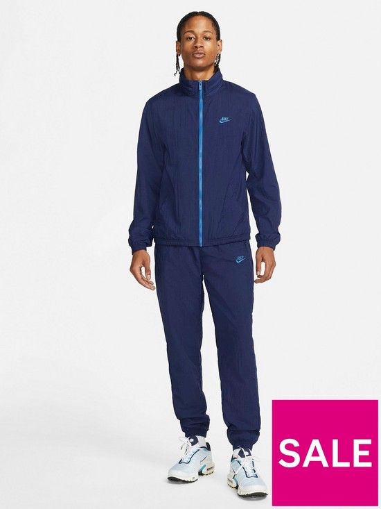 front image of nike-nsw-woven-tracksuit-navy