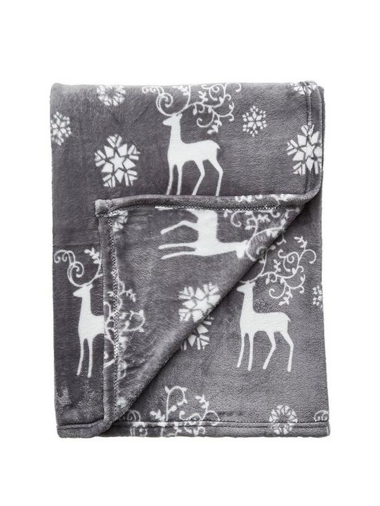 front image of very-home-home-christmas-stag-throw-grey