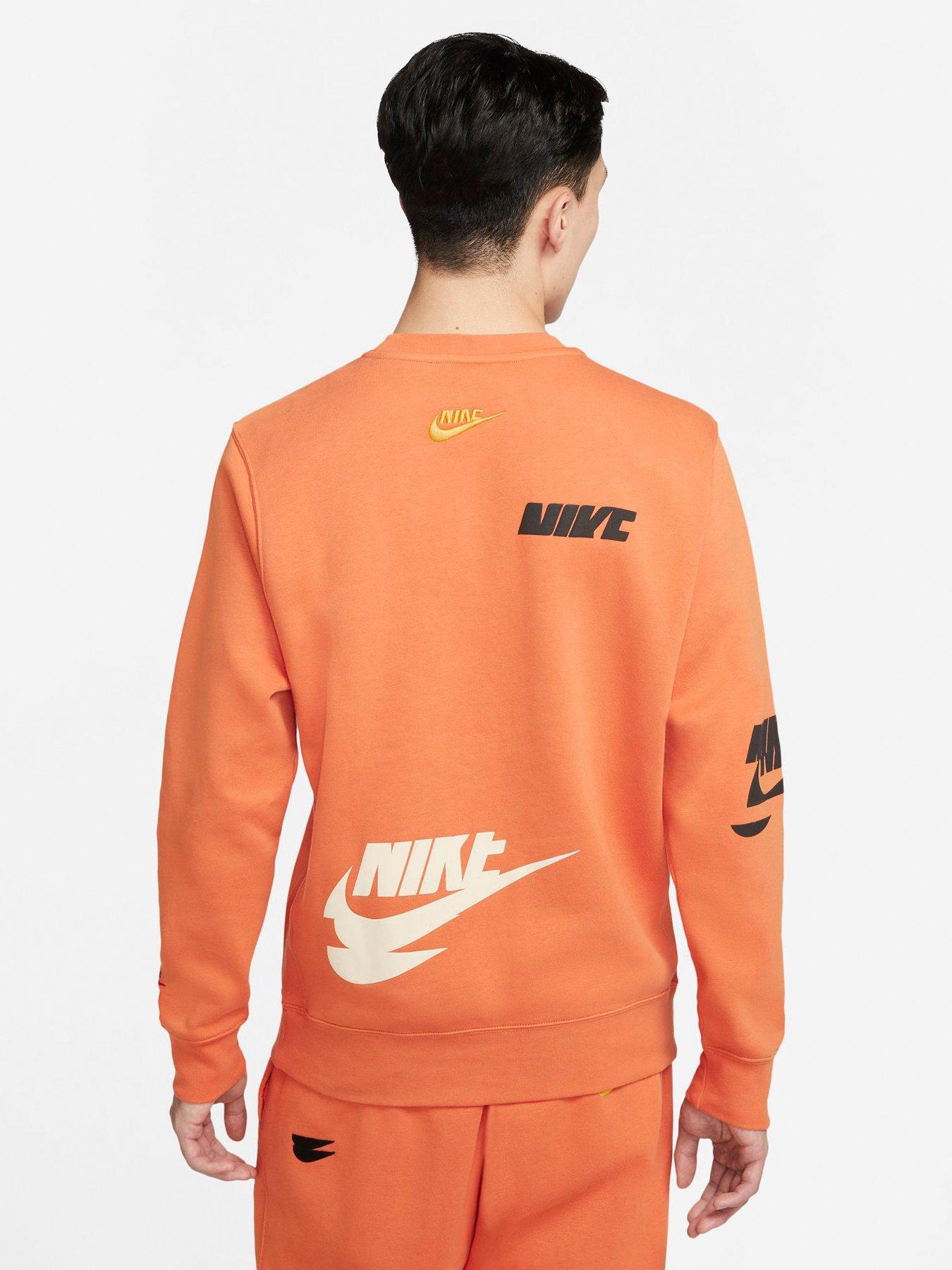 Nike NSW Stacked Logo Crew Sweat Top - Orange | very.co.uk