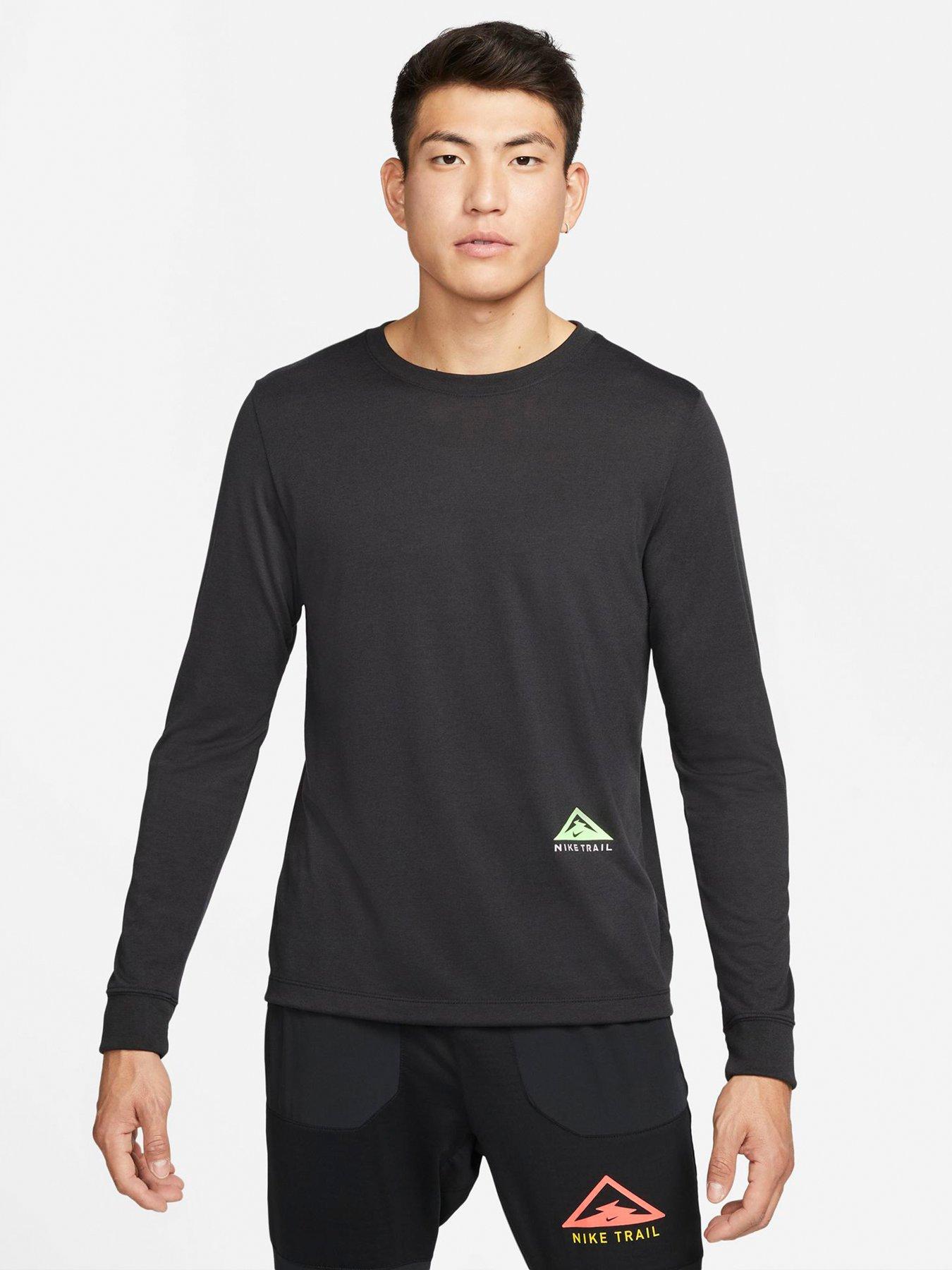 Nike Trail Dry-FIT Long Sleeve T-Shirt - Black | very.co.uk