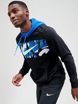 Nike Train Dri-FIT Sports Clash Dri-FIT Pullover Hoodie - Black/Blue, Black/Blue, Size S, Men