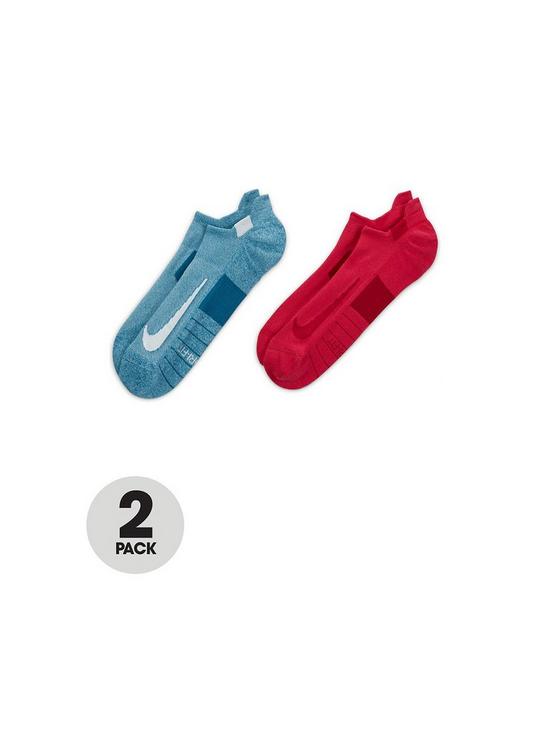 Nike 2 Pack of No Show Running Socks - Blue/Red | very.co.uk