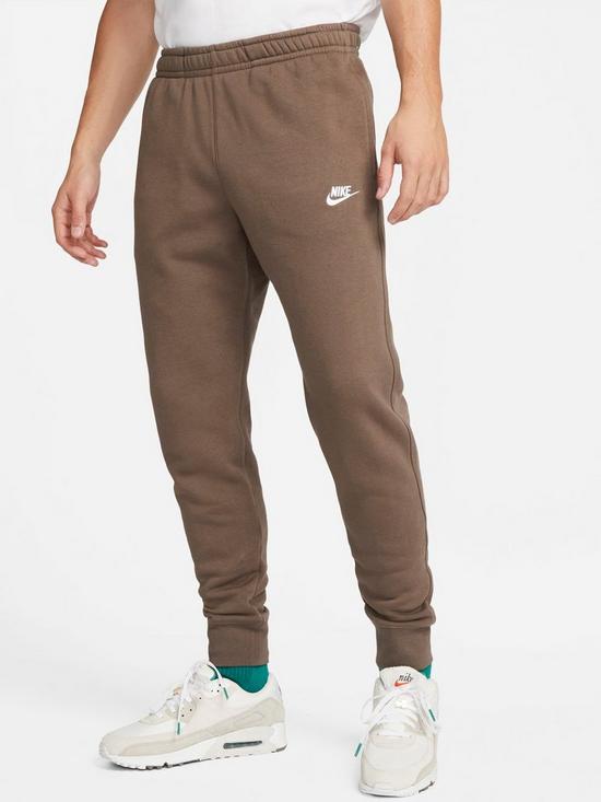 front image of nike-nsw-club-fleece-joggers-brown