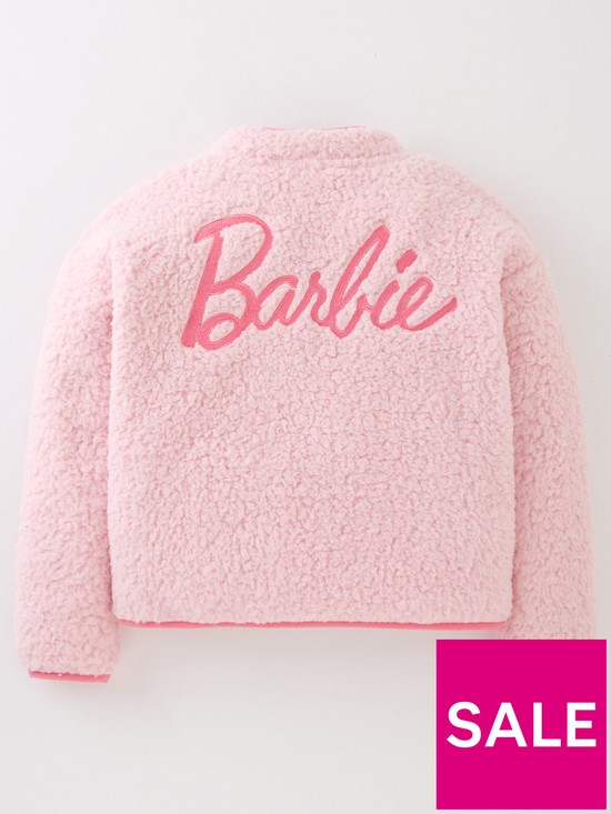 back image of barbie-girls-barbie-borg-fleece-zip-through-jacket-pink