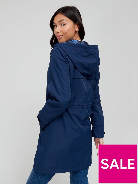 stillFront image of v-by-very-shower-resistant-coat-with-check-lining-navy