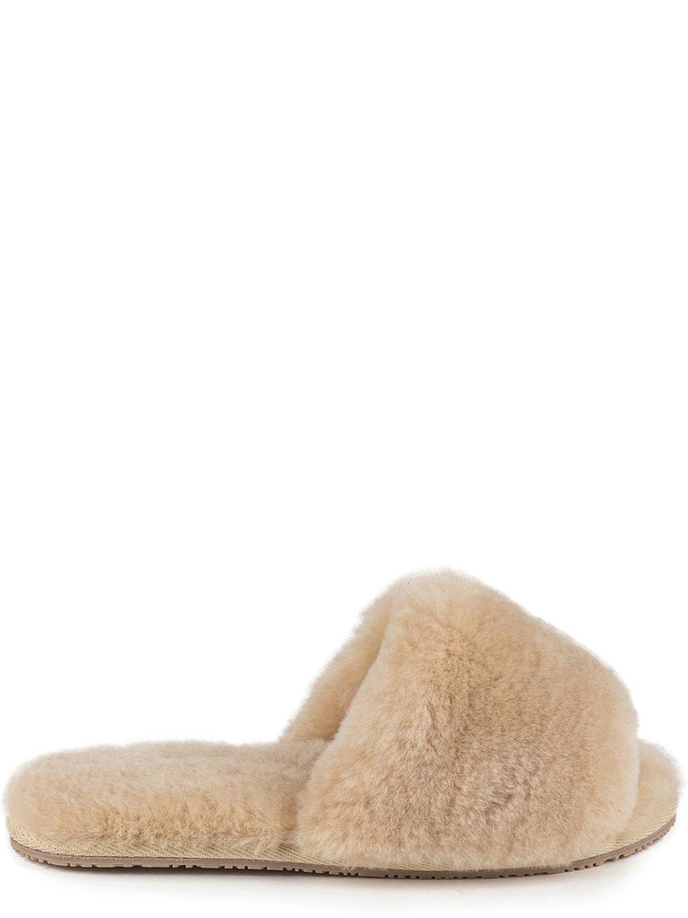 Just Sheepskin Lily Open Toe Sheepskin Slider Slipper Caramel Very