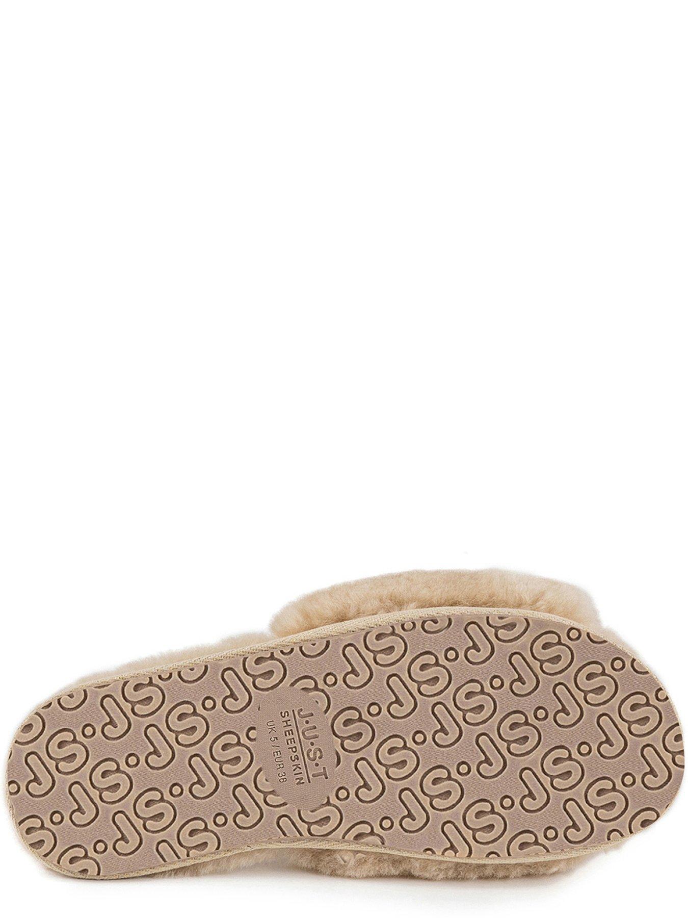 Just Sheepskin Lily Open Toe Sheepskin Slider Slipper Caramel Very