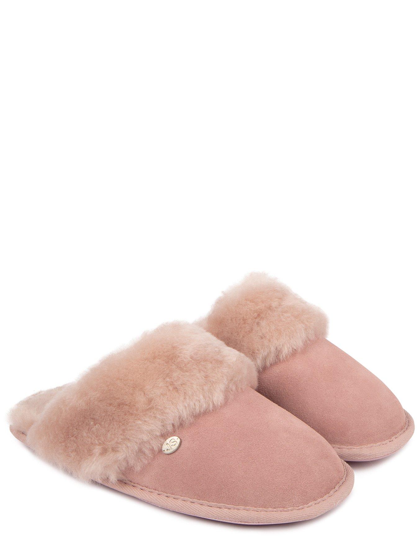 Pink Fluffy Women's Suede Mule Slippers