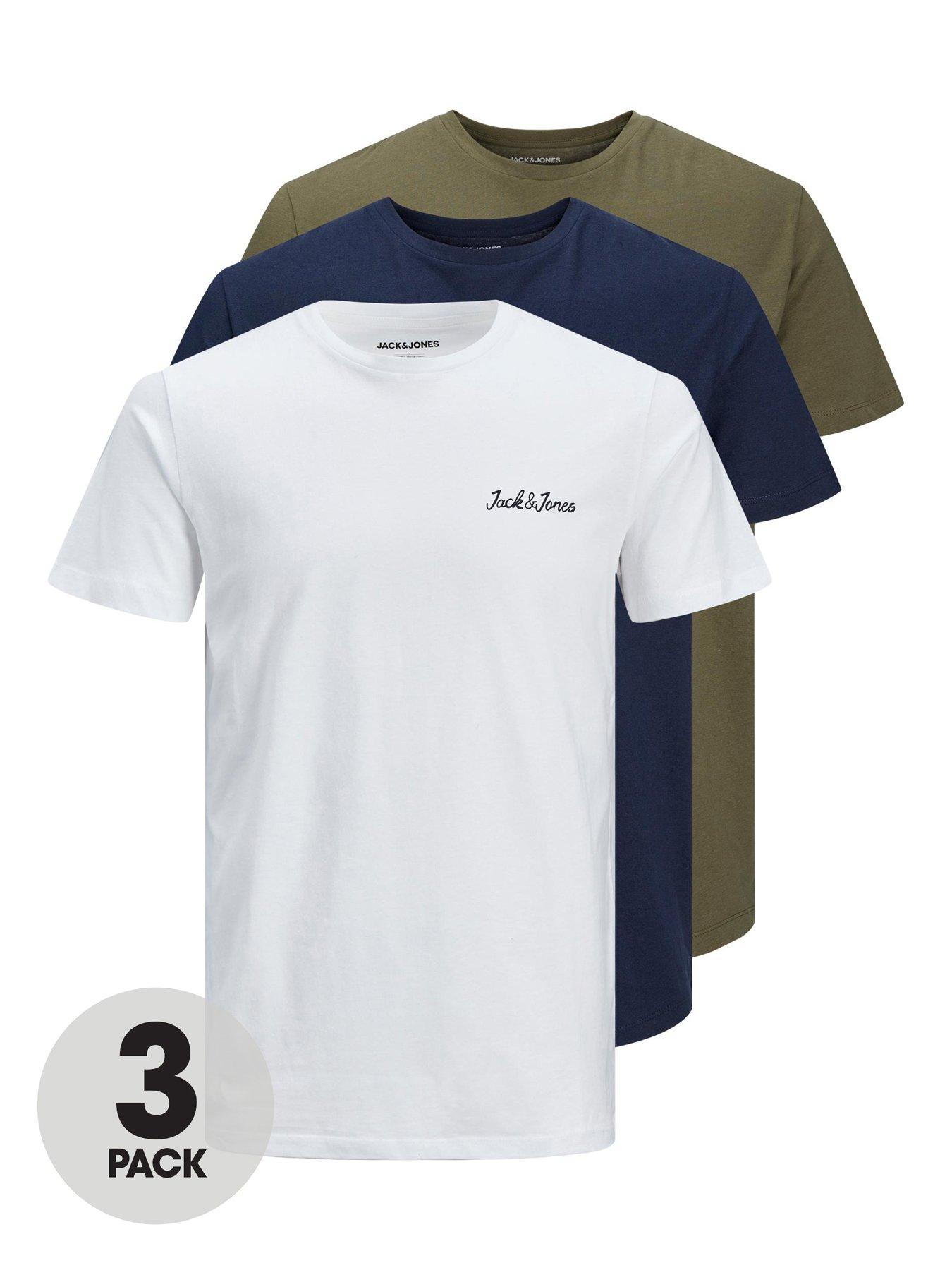  Boys 3 Pack Ewan Short Sleeve T-shirts - Navy/white/green